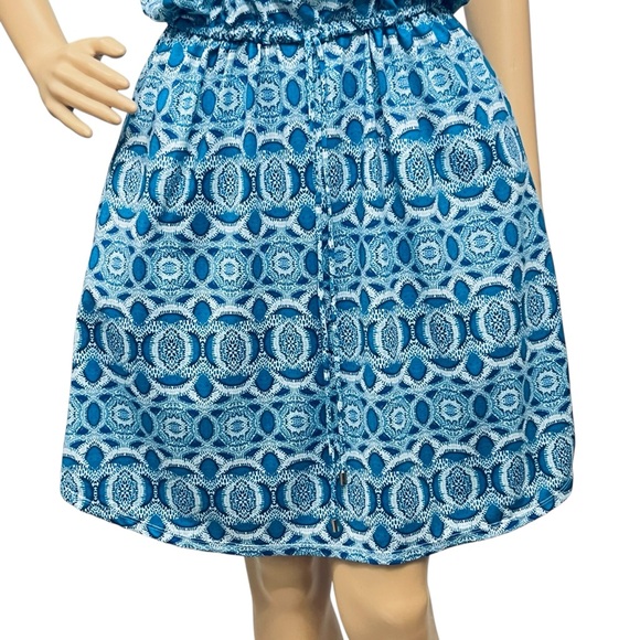 Cabana Life Dress Preppy Blue Geo Cinche/Adjustable/Waist UPF 50+ Cover-Up Sz L - Picture 5 of 12